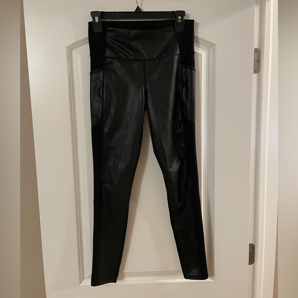 Athleta Faux Leather Front Panel Leggings